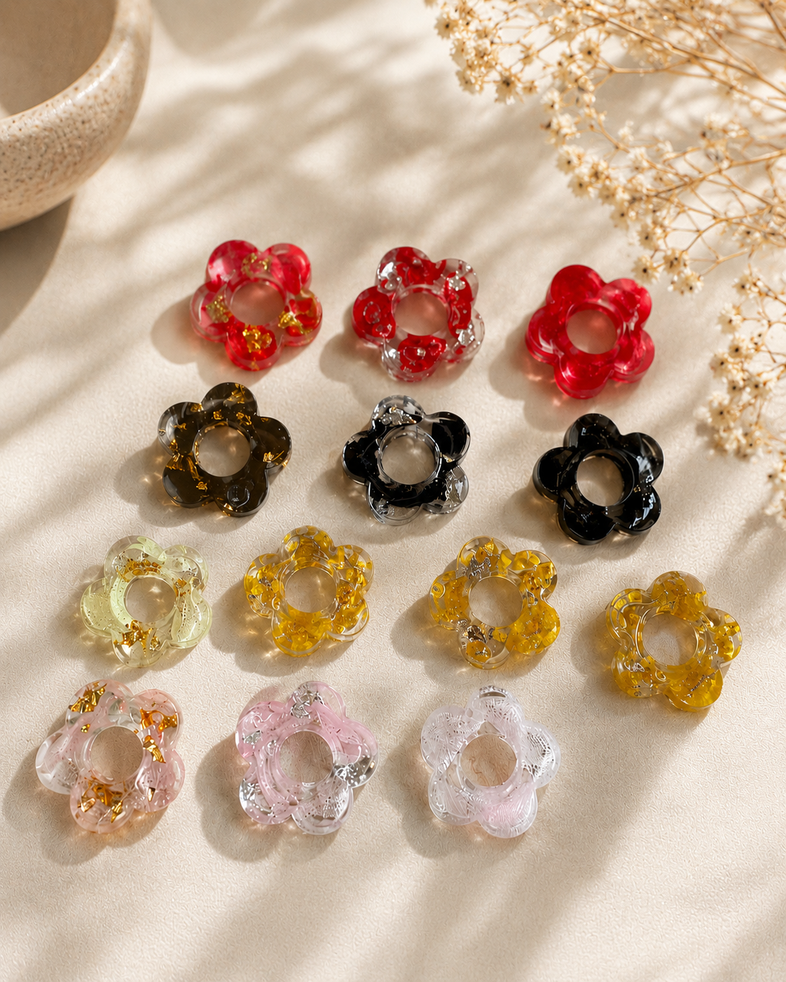 Boucle Apolline - Fleurs roses