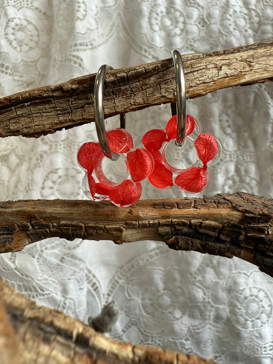 Boucle Apolline - Fleurs rouges