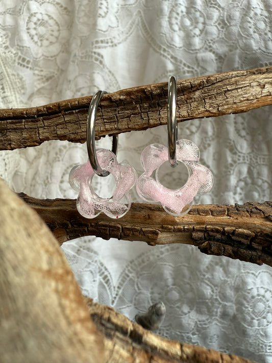 Boucle Apolline - Fleurs roses