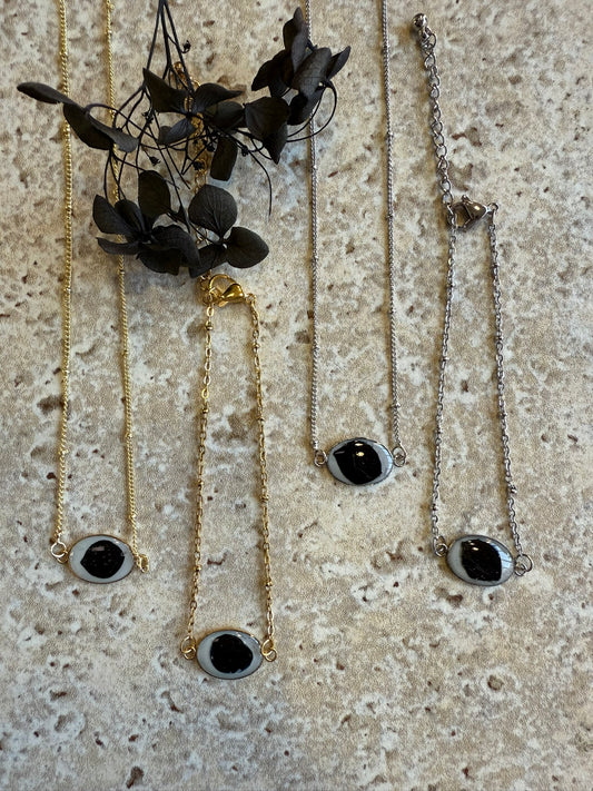 Collier HORTENSE - Fleurs noires