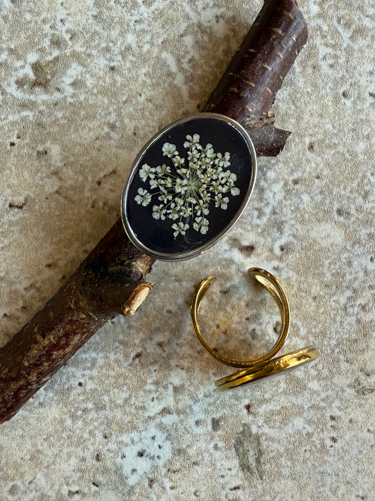 Bague CONSTANCE XL - Fleurs blanches