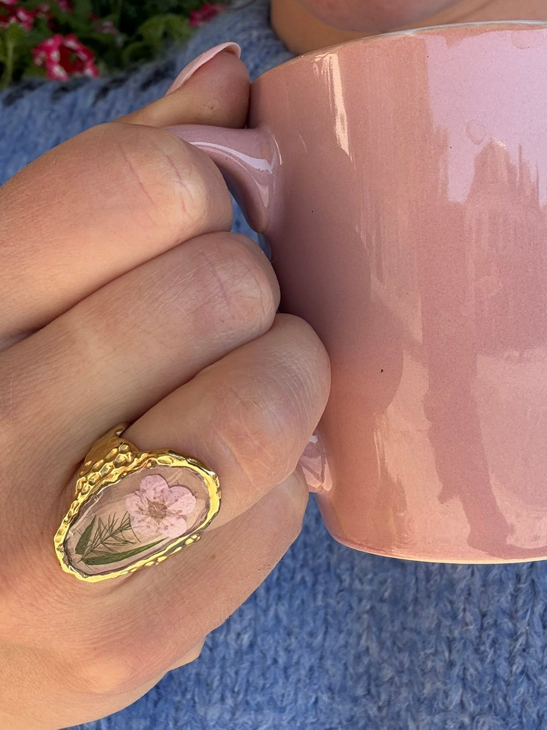 Bague Eglantine - Myosotis rose