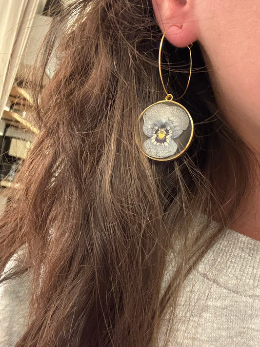 Boucle ESMEE - Fleurs bleues