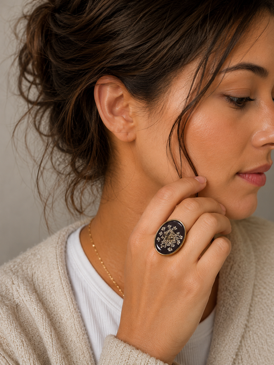 Bague CONSTANCE XL - Fleurs blanches