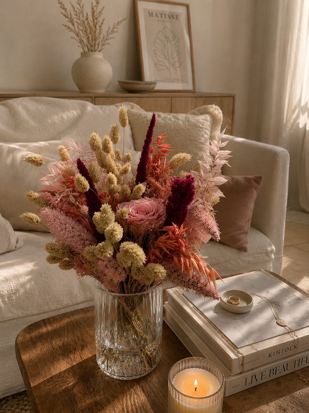 Bouquet séchées rosé