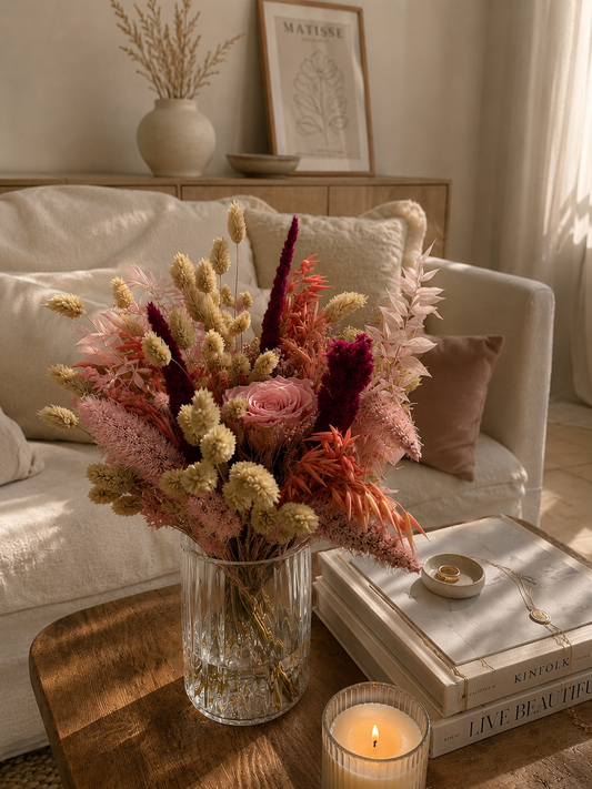 Bouquet séchées rosé