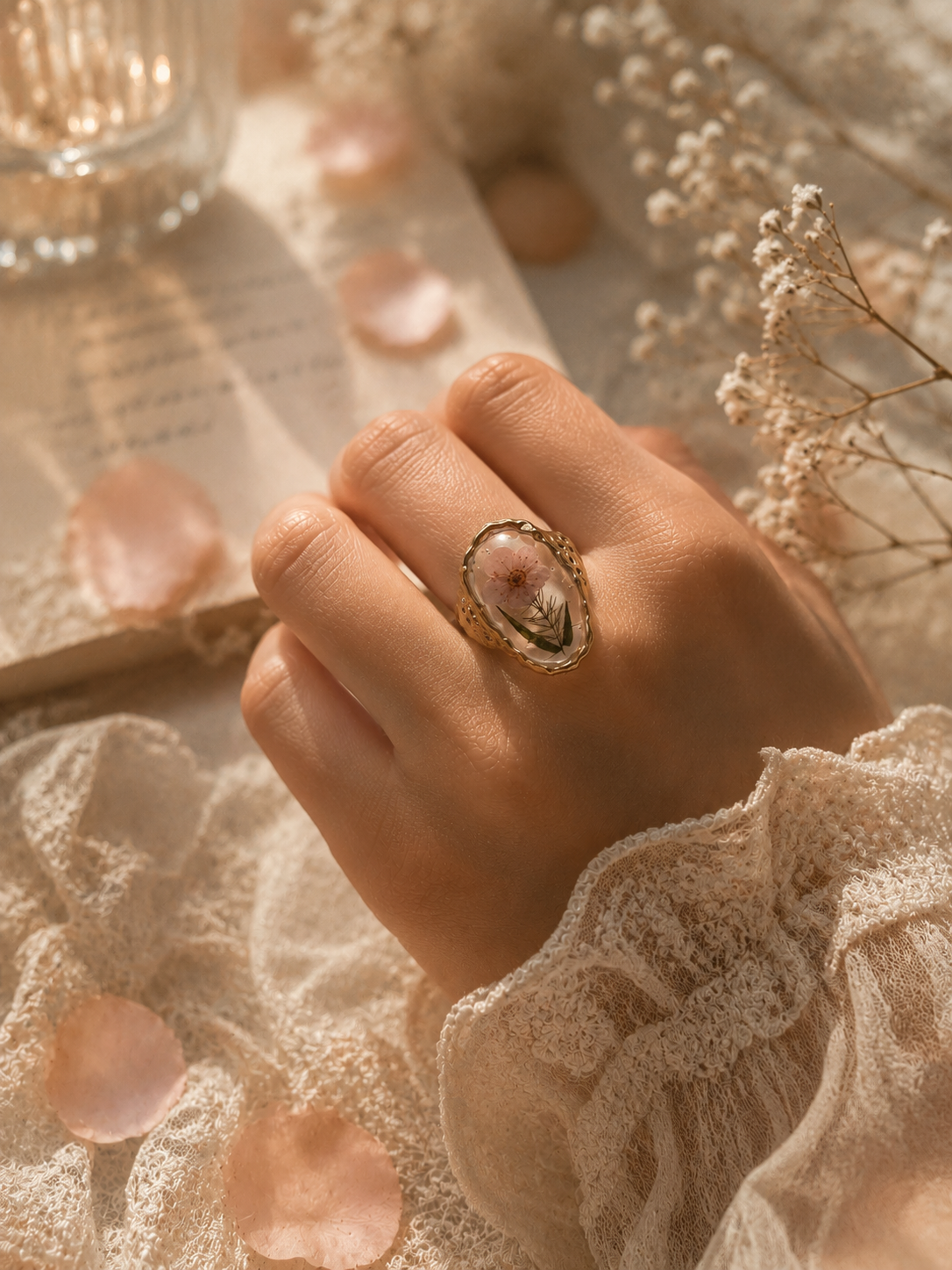 Bague Eglantine - Myosotis rose
