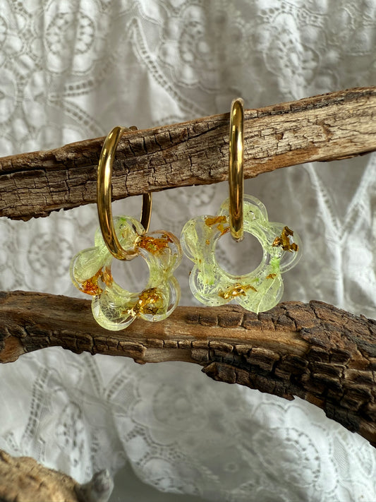 Boucle Apolline - Fleurs vertes