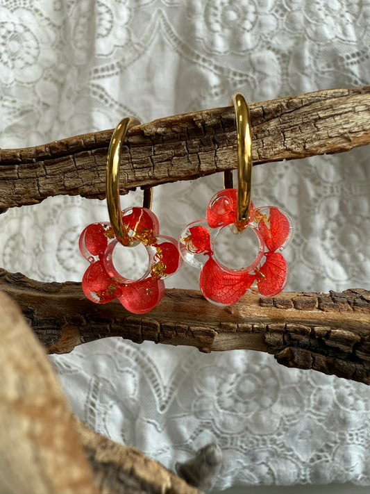 Boucle Apolline - Fleurs rouges