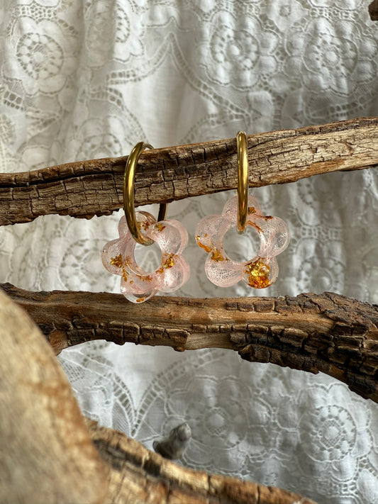 Boucle Apolline - Fleurs roses