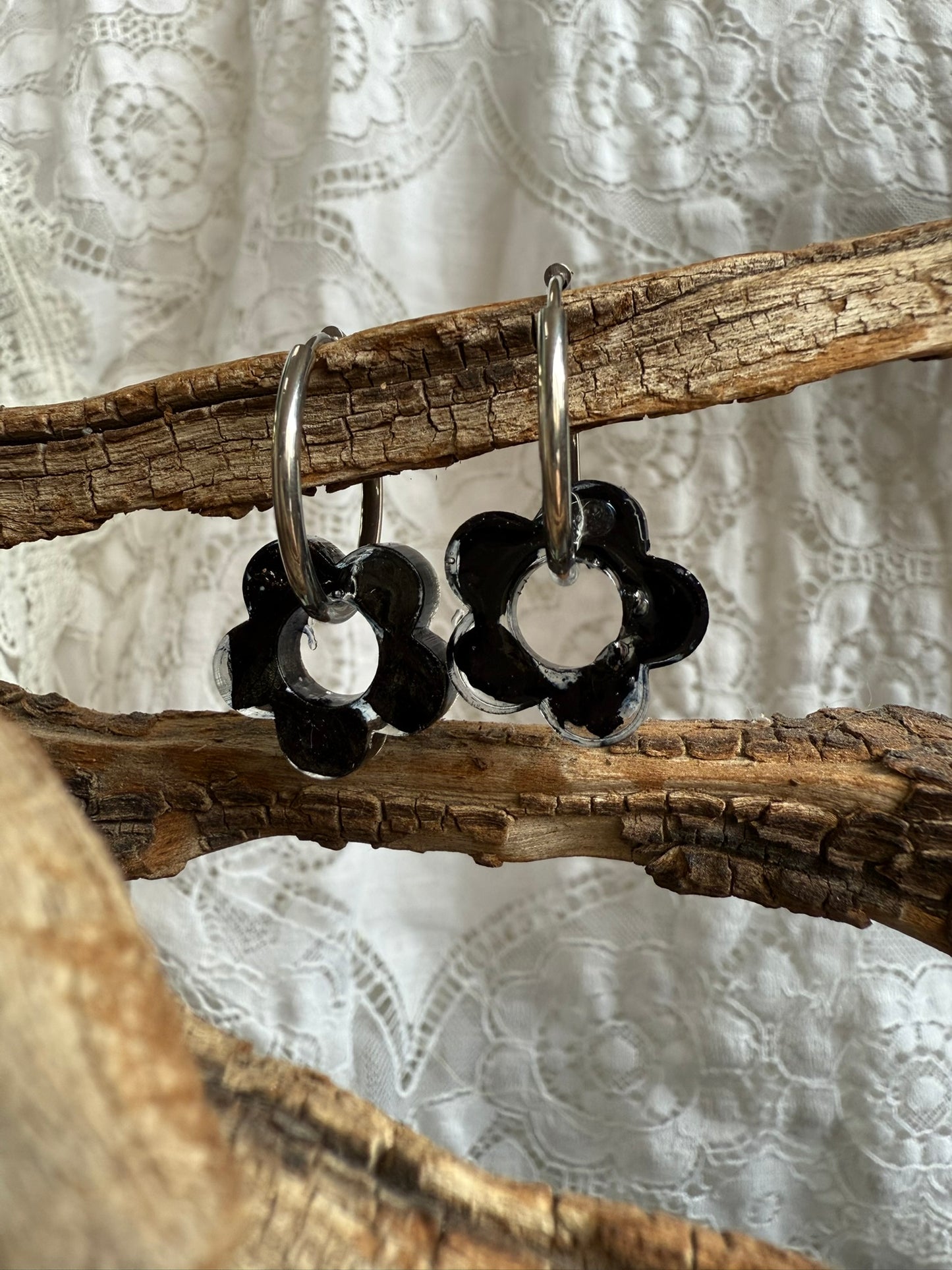 Boucle Apolline - Fleurs noires