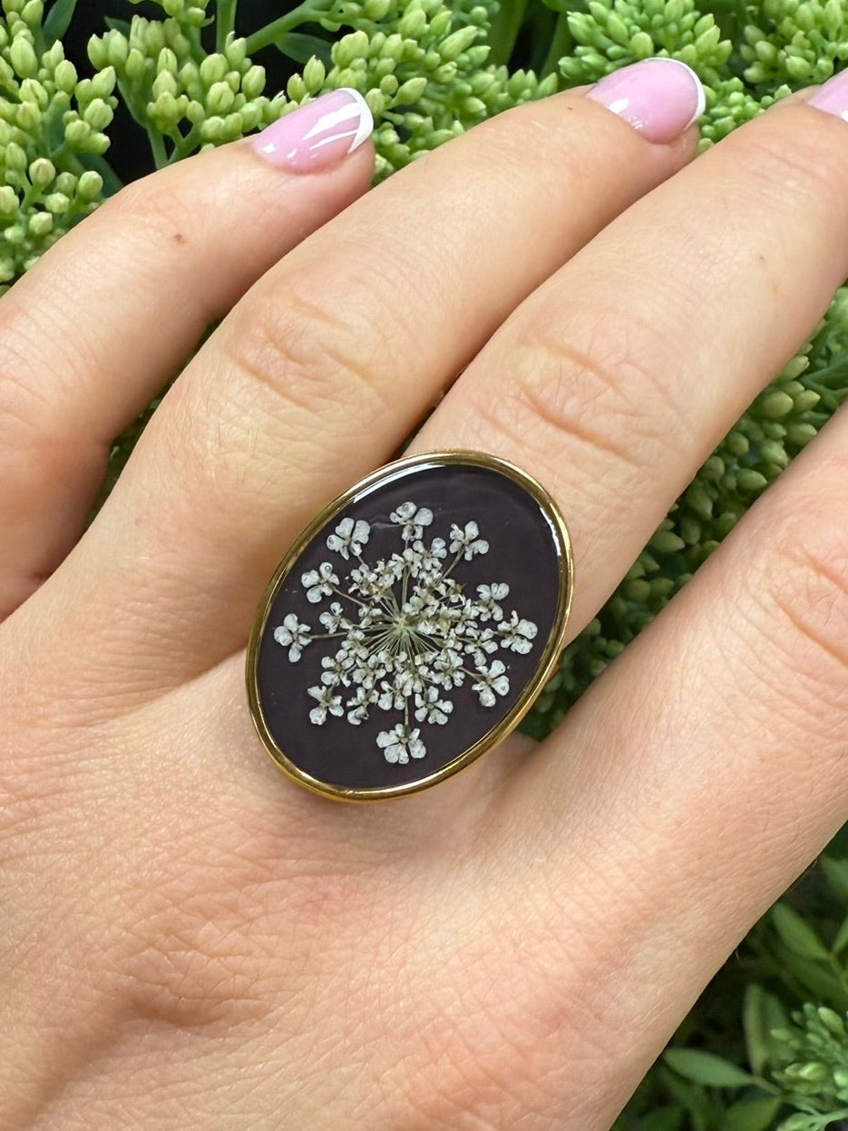 Bague CONSTANCE - Fleurs blanches