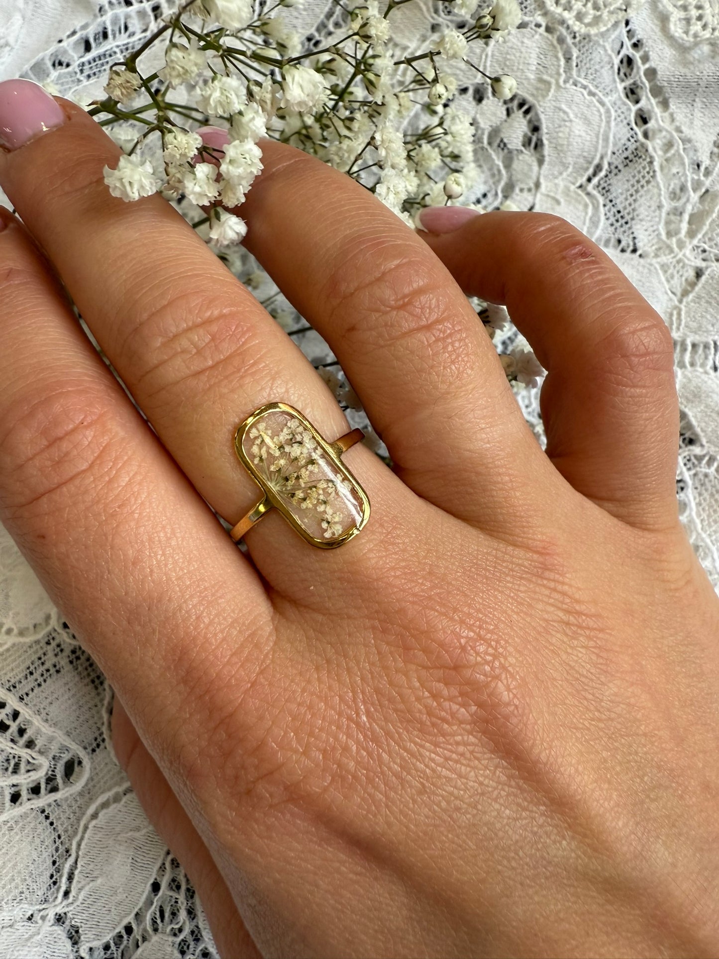 Bague VICTOIRE - Fleurs blanches