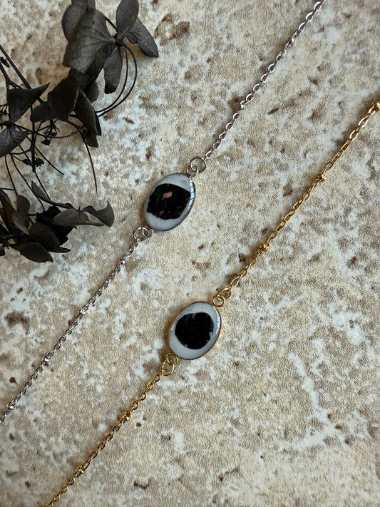 Bracelet  HORTENSE - Fleurs noires