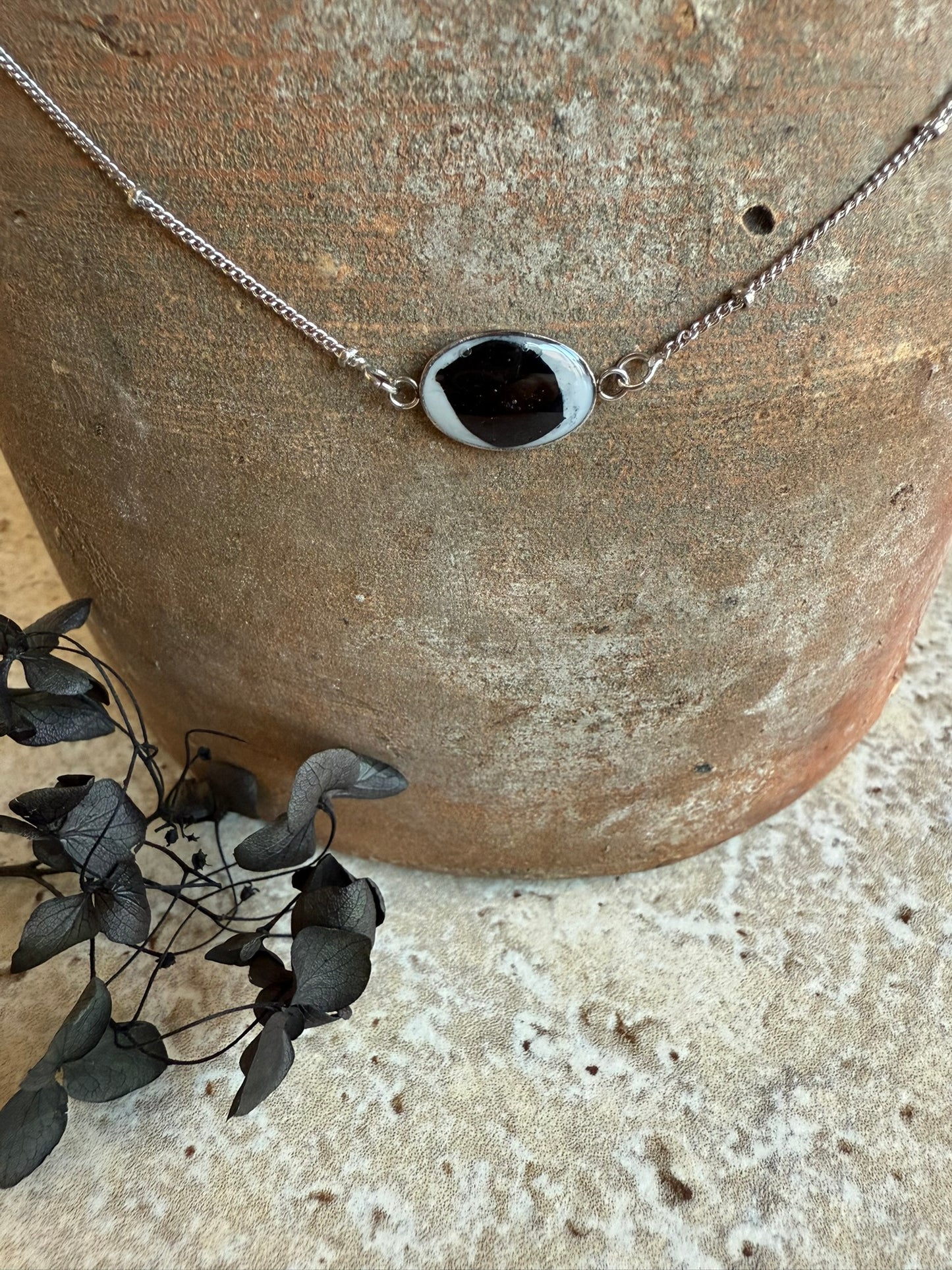 Collier HORTENSE - Fleurs noires