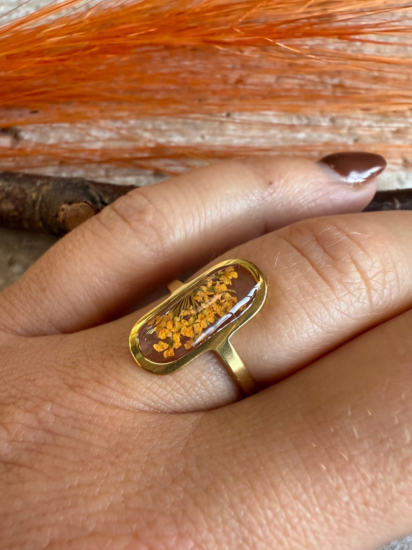 Bague VICTOIRE - Fleurs oranges