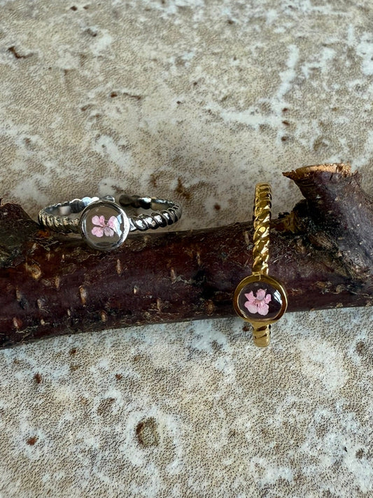 Bague JADE - Fleurs roses