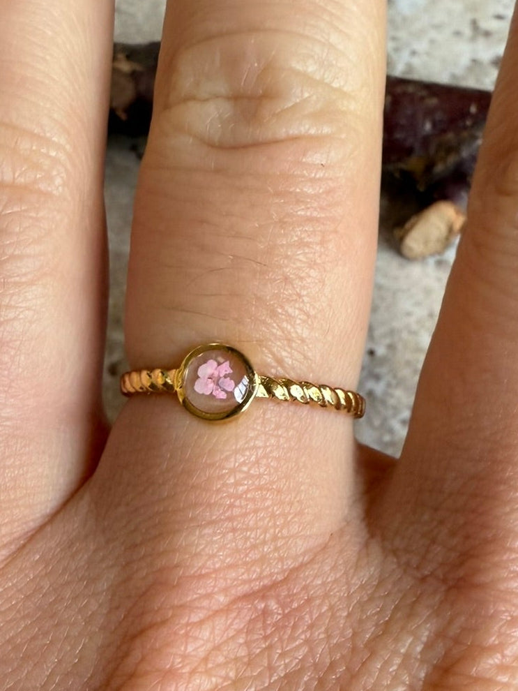 Bague JADE - Fleurs roses