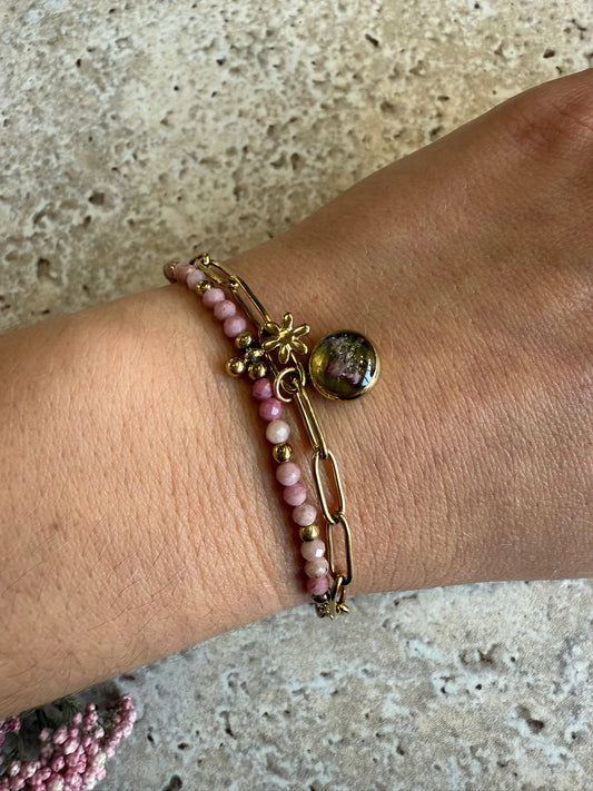 Bracelet Berthe - Fleurs roses