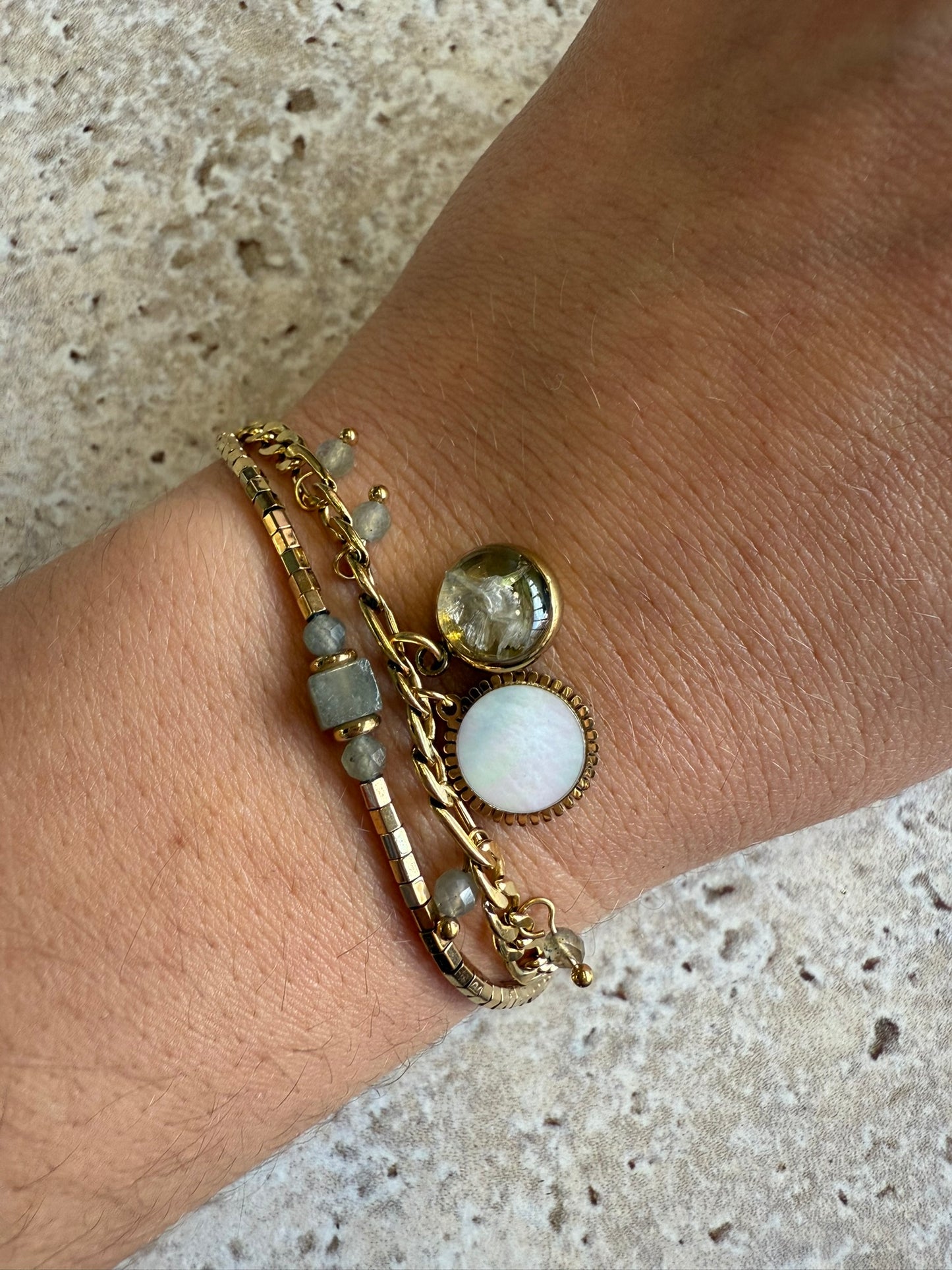 Bracelet Berthe - Fleurs blanches