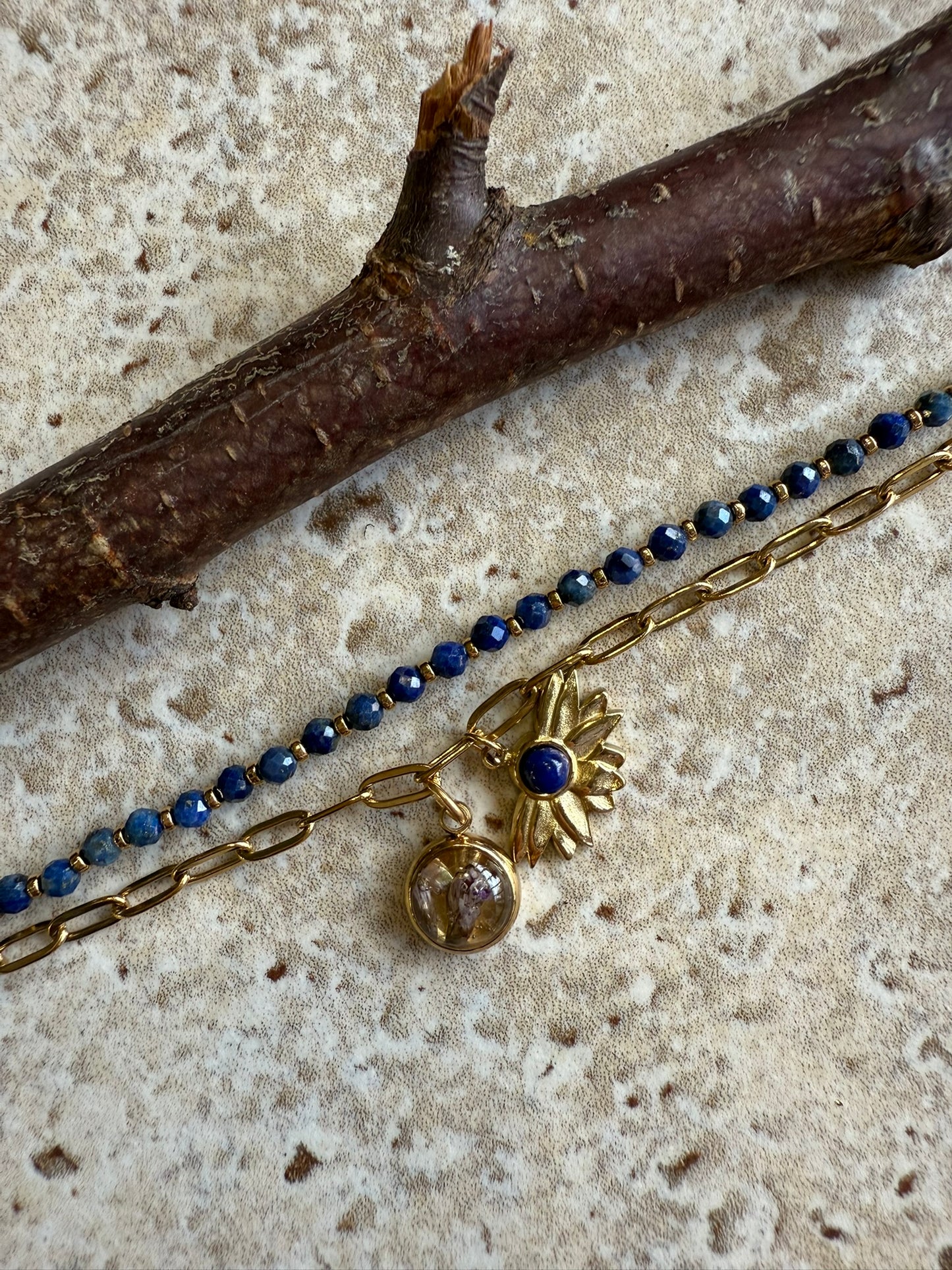 Bracelet Berthe - Fleurs violettes