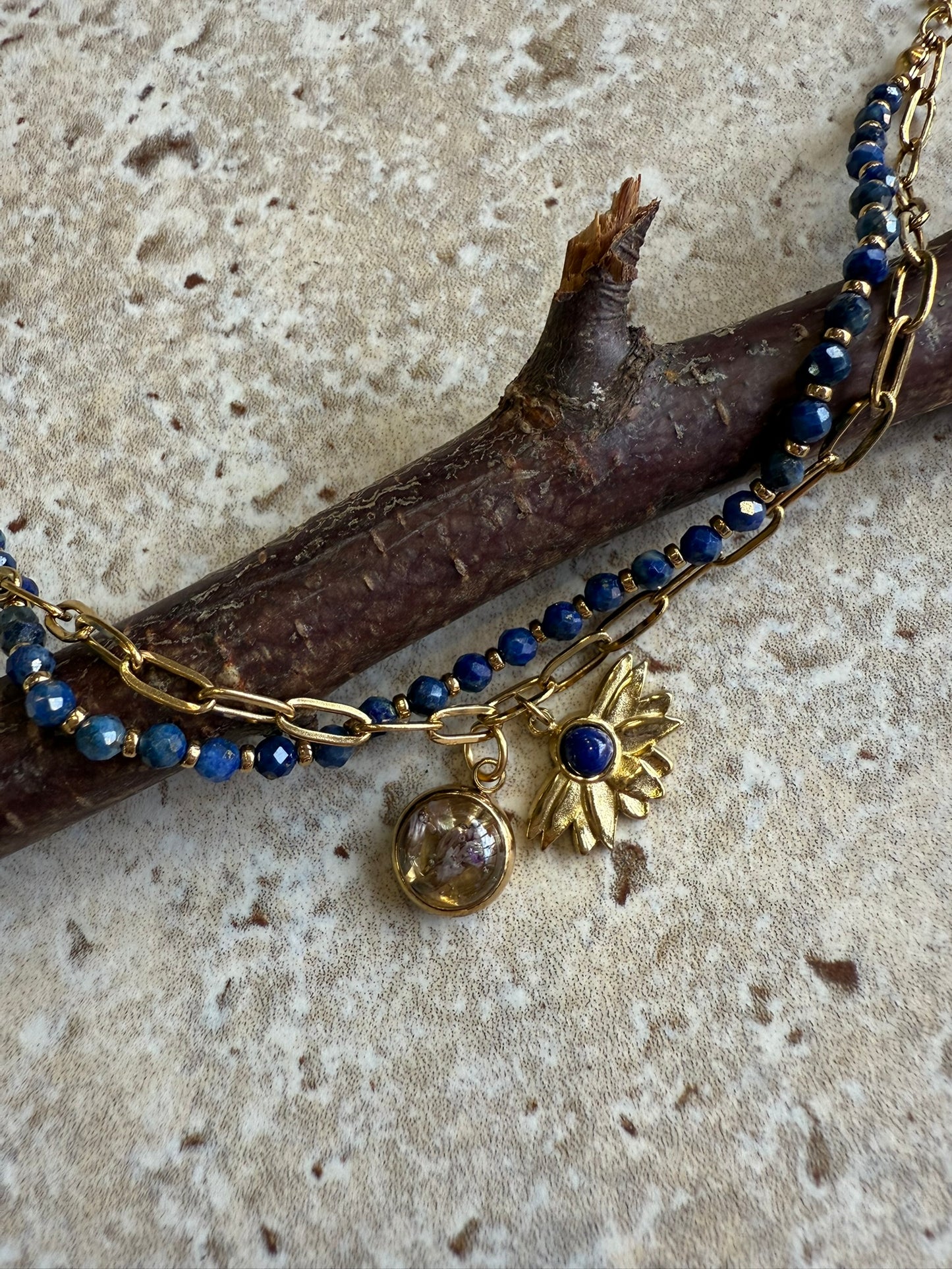 Bracelet Berthe - Fleurs violettes