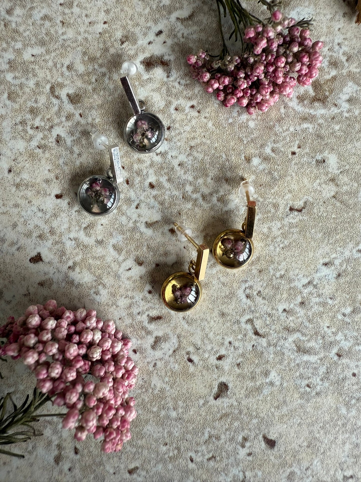 Boucles HELOISE - Fleurs roses