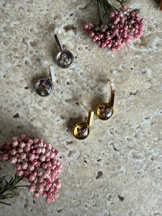 Boucles HELOISE - Fleurs roses