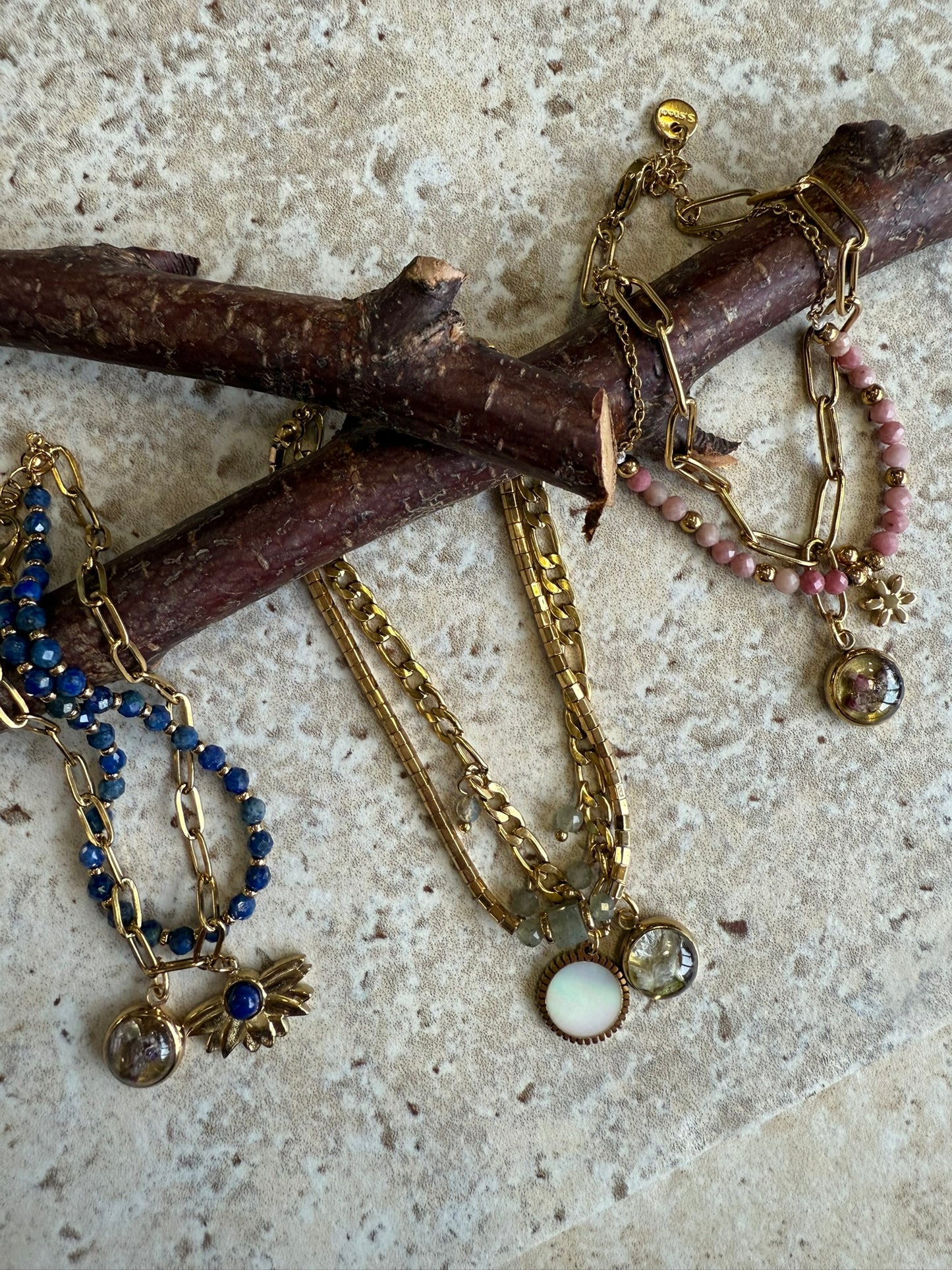 Bracelet Berthe - Fleurs blanches