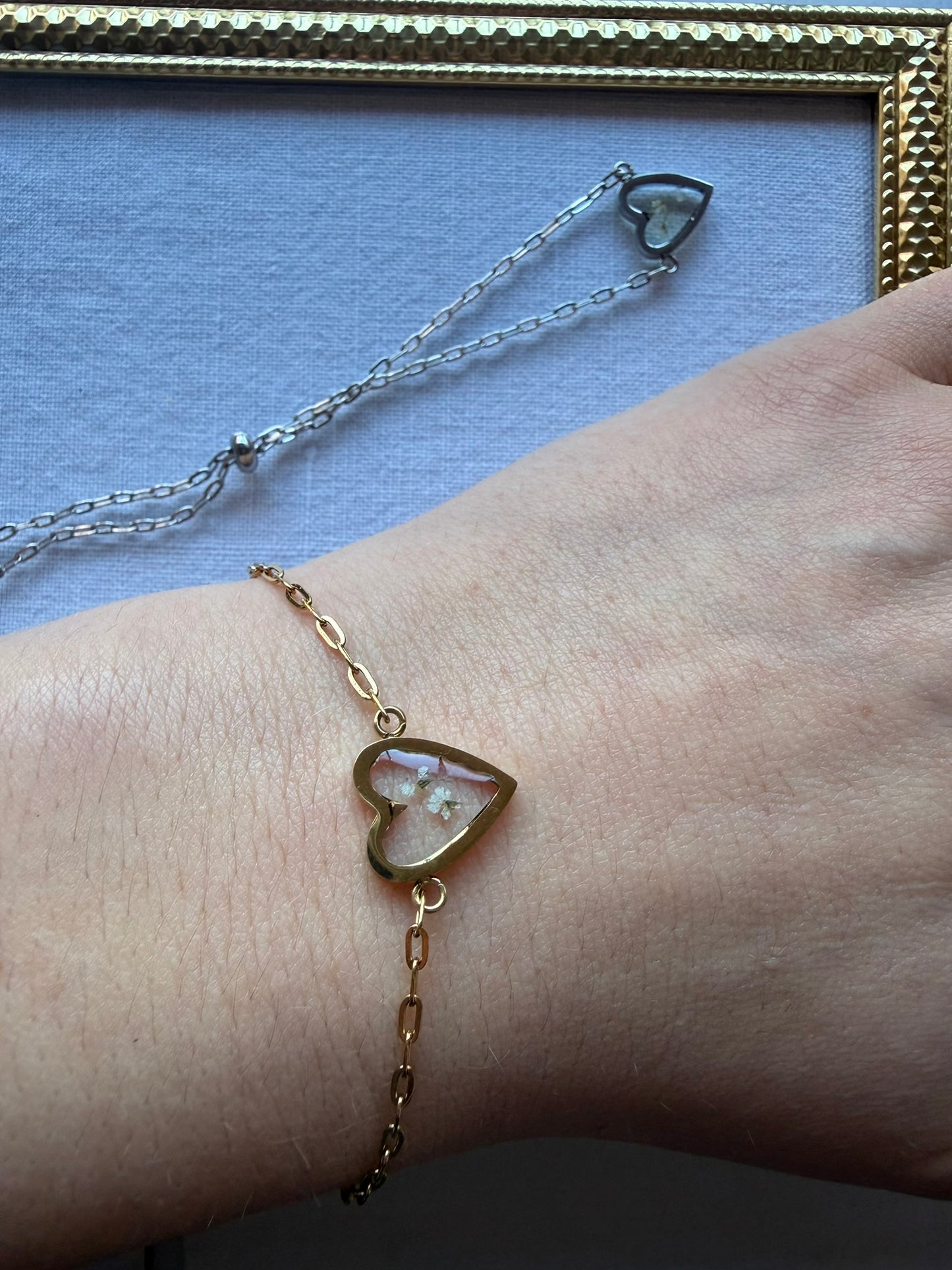 Bracelet  Cœur d'antan - Fleurs blanches